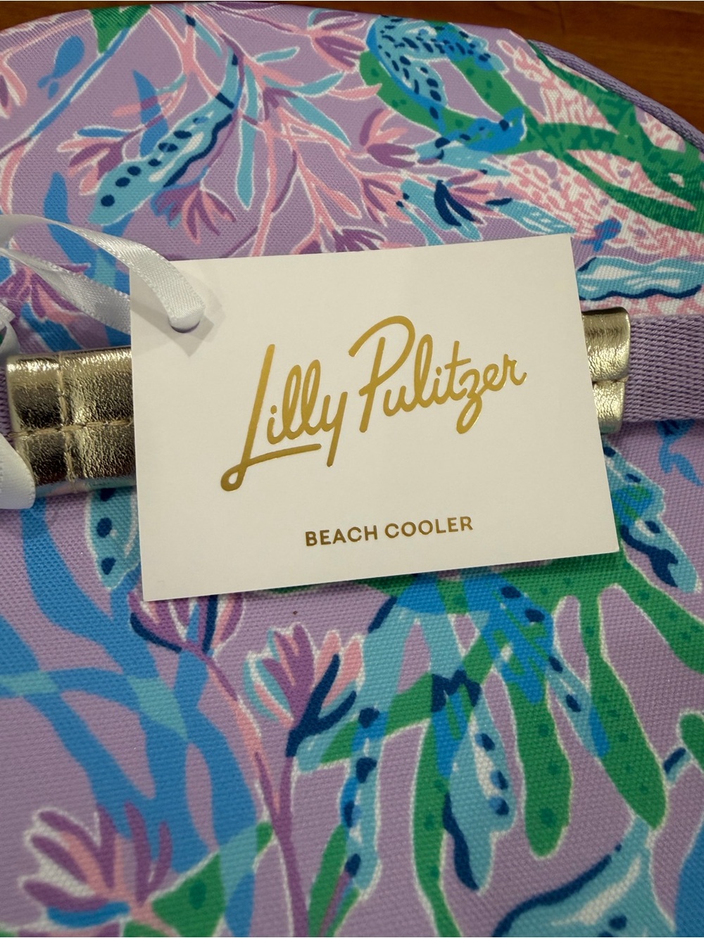 Lilly Pulitzer Lavender Tropical Print Cooler with Gold Plaque - Picture 3 of 5